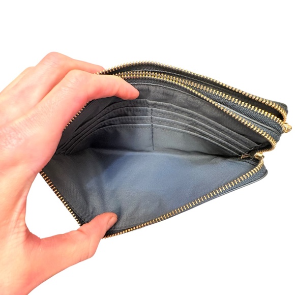 Coach gray leather double zipper clutch bag f87587 - Picture 6 of 8